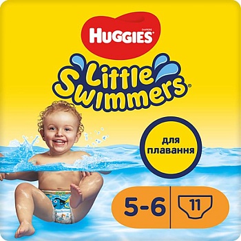 foto трусики-подгузники для плавания huggies little swimmers размер 5-6 (12-18 кг), 11 шт