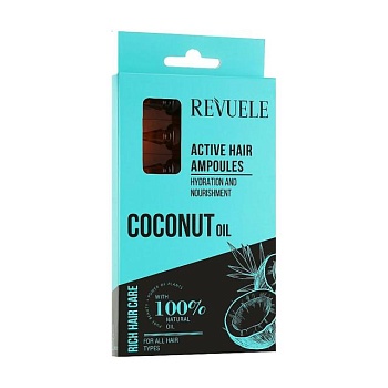 foto активные ампулы для волос revuele coconut oil active hair ampoules с кокосовым маслом, 8*5 мл