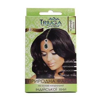 foto безаммиачная краска для волос triuga herbal на основе натуральной индийской хны, черный, 25 г