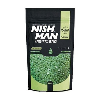 foto віск для депіляції в гранулах nishman hard wax beans green, 500 г