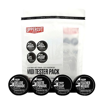 foto подарочный набор мини помад для укладки волос uppercut deluxe midi tester pack, 4 шт