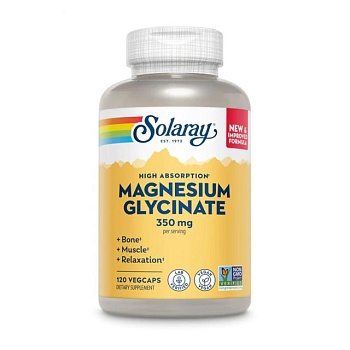 foto диетическая добавка в вегетерианских капсулах solaray magnesium glycinate глицинат магния, 350 мг, 240 шт
