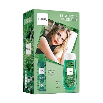 foto парфюмированный набор женский c-thru luminous emerald (дезодорант, 150 мл + гель для душа, 250 мл)
