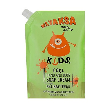 foto детское крутое крем-мыло для рук и тела klyaksa антибактериальное, 450 мл (дойпак)