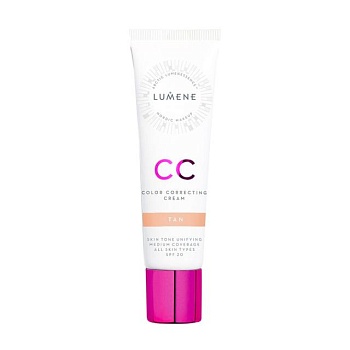 foto cc-крем для обличчя lumene cc color correcting cream spf 20, tan, 30 мл