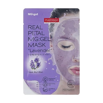 foto гидрогелевая маска для лица purederm real petal mg:gel mask lavender, 30 г