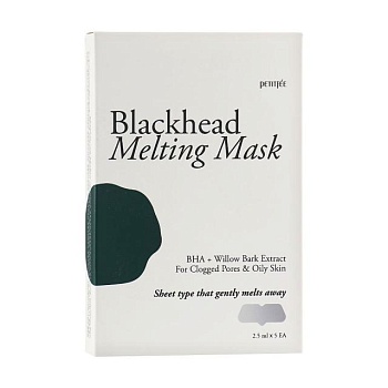 foto тающая маска для носа petitfee & koelf blackhead melting mask против черных точек, 5*2.5 мл