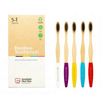 foto набір бамбукових зубних щіток spotlight oral care bamboo toothbrush, 5 шт