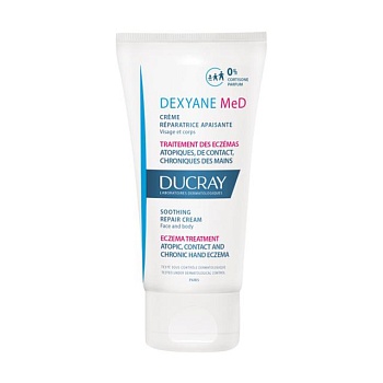 foto успокаивающий крем для лица, рук и тела ducray dexyane med cream для сухой, склонной к атопии кожи, 30 мл