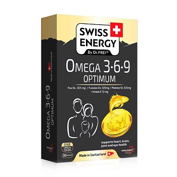 foto дієтична добавка вітаміни в капсулах swiss energy omega 3-6-9 optimum добре збалансований комплекс жирних кислот, 30 шт