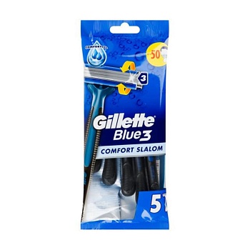 foto одноразові станки для гоління gillette blue 3 comfort slalom чоловічі, 5 шт