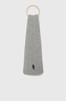 foto шарф с примесью шерсти polo ralph lauren цвет серый с аппликацией