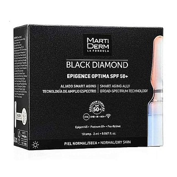 foto солнцезащитные ампулы для лица martiderm black diamond epigence optima spf 50+, 10*2 мл