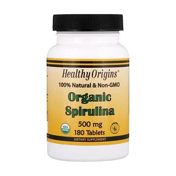 foto дієтична добавка в таблетках healthy origins organic spirulina органічна спіруліна 500 мг, 180 шт