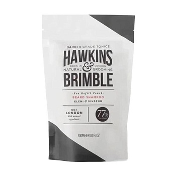 foto шампунь для бороды hawkins & brimble beard shampoo eco refill pouch, 300 мл (рефил)