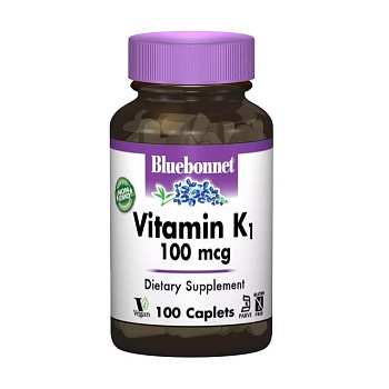 foto диетическая добавка витамины в капсулах bluebonnet nutrition vitamin к1 100 мкг, 100 шт