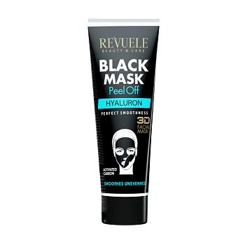 foto чорна маска-плівка для обличчя revuele black mask peel off з гіалуроновою кислотою, 80 мл