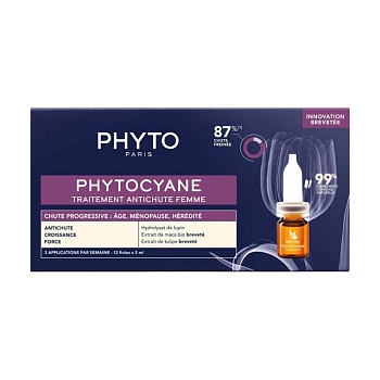 foto ампули проти прогресуючого випадіння волосся phyto phytocyane progressive treatment, 12*5 мл