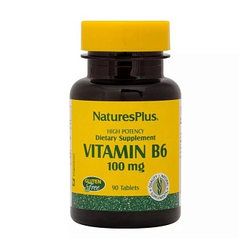 foto дієтична добавка вітаміни в таблетках natures plus vitamin b6 вітамін b6 100 мг, 90 шт