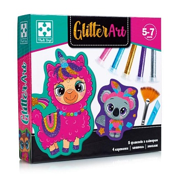 foto набор для творчества vladi toys glitter art блестящие зверьки, 12 деталей, от 5 лет (vt4501-11)