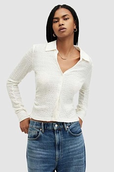 foto блузка allsaints connie shirt жіноча колір білий однотонна w095pa