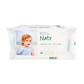 foto детские влажные экосалфетки naty sensitive wipes без запаха, 56 шт
