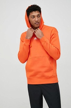foto кофта adidas чоловіча колір помаранчевий з капюшоном однотонна
