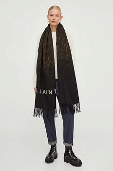 foto вовняний шарф allsaints колір коричневий візерунок