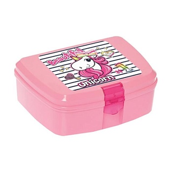 foto детский контейнер для хранения пищи herevin unicorn ланчбокс розовый, 7*12*17 (161279-003)