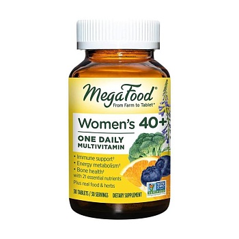 foto дієтична добавка мультивітаміни та мінерали в таблетках megafood women over 40 one daily для жінок, 30 шт