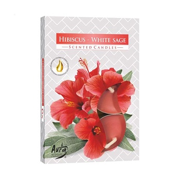 foto ароматична свічка bispol scented candle hibiscus - white sage, 6 шт (p15-356 a6)