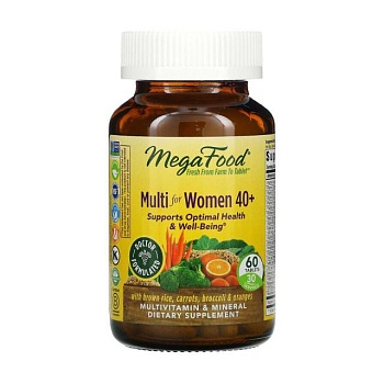 foto дієтична добавка мультивітаміни та мінерали в таблетках megafood multi for women 40+ для жінок, 60 шт