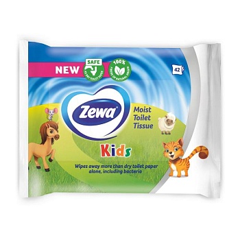 foto влажная туалетная бумага zewa kids moist 1-слойная, 42 шт