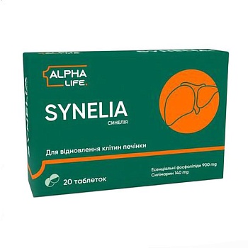 foto диетическая добавка в таблетках alpha life synelia синелия восстановление клеток печени, 20 шт