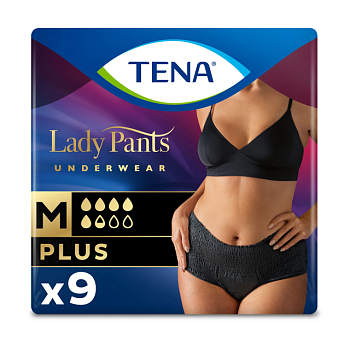 foto урологические трусы женские tena lady slim pants plus black, размер m, 9 шт