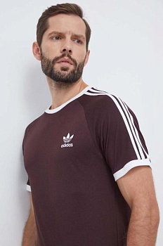 foto бавовняна футболка adidas originals чоловічий колір коричневий з аплікацією