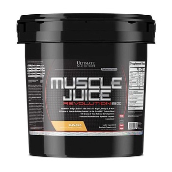 foto диетическая добавка гейнер в порошке ultimate nutrition muscle juice revolution 2600 банан, 5.04 кг