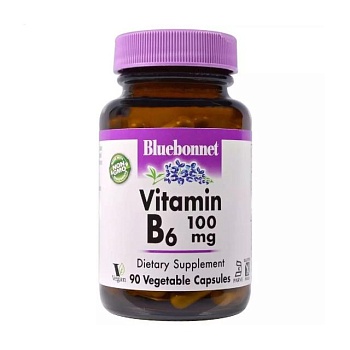 foto дієтична добавка вітаміни в капсулах bluebonnet nutrition vitamin b6 вітамін b6 100 мг, 90 шт
