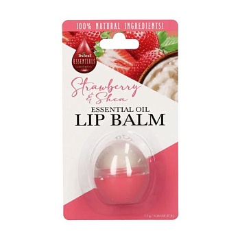 foto бальзам для губ difeel essentials strawberry & shea lip balm полуниця та олія ши, 7.5 г