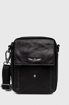 foto шкіряна сумка aeronautica militare колір чорний