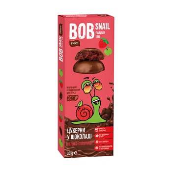 foto натуральные конфеты bob snail яблочно-клубничные в бельгийском молочном шоколаде, 30 г