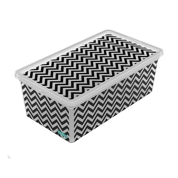 foto контейнер для хранения с крышкой qutu light box zig zag 11.5*19*33.5 см, 5 л