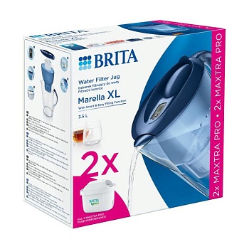 foto фільтр-глечик для води brita marella xl mx pro, синій, 2 фільтра, 3.5 л