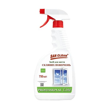 foto средство для мытья стеклянных поверхностей san clean professional line, 750 г