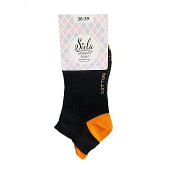 foto шкарпетки жіночі siela rt1322-041 короткі, спортивні, чорні з помаранчевим, розмір 36-39