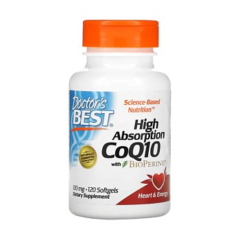 foto дієтична добавка вітаміни в гелевих капсулах doctor's best high absorption coq10 коензим q10, 100 мг, 120 шт