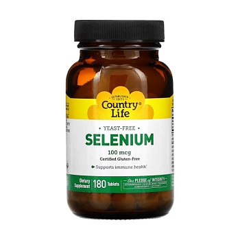 foto диетическая добавка в таблетках country life selenium селен 100 мкг, 180 шт