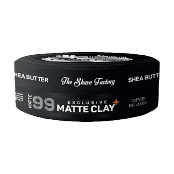 foto матирующая глина для укладки волос the shave factory exсlusive matte clay 99, с маслом ши, 150 мл