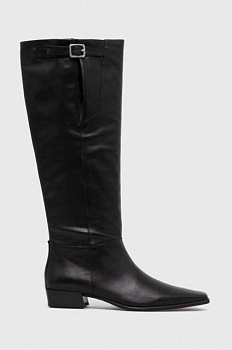 foto кожаные сапоги vagabond shoemakers nella женские цвет чёрный на плоском ходу 5616.101.20