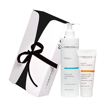 foto набор для сухой кожи лица christina gift set cleansing & moisturizing for dry skin (гель, 300 мл + крем, 60 мл)